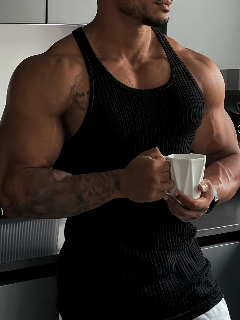 Ärmelloses Work Out Body Fit Herren-Rundhalsshirt - Image 5