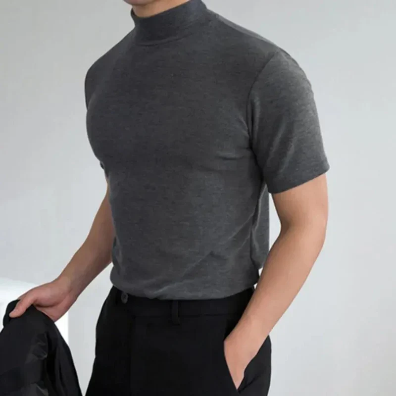 Basic Herren T-Shirt mit hohem Kragen, schlicht und bequem - Image 2