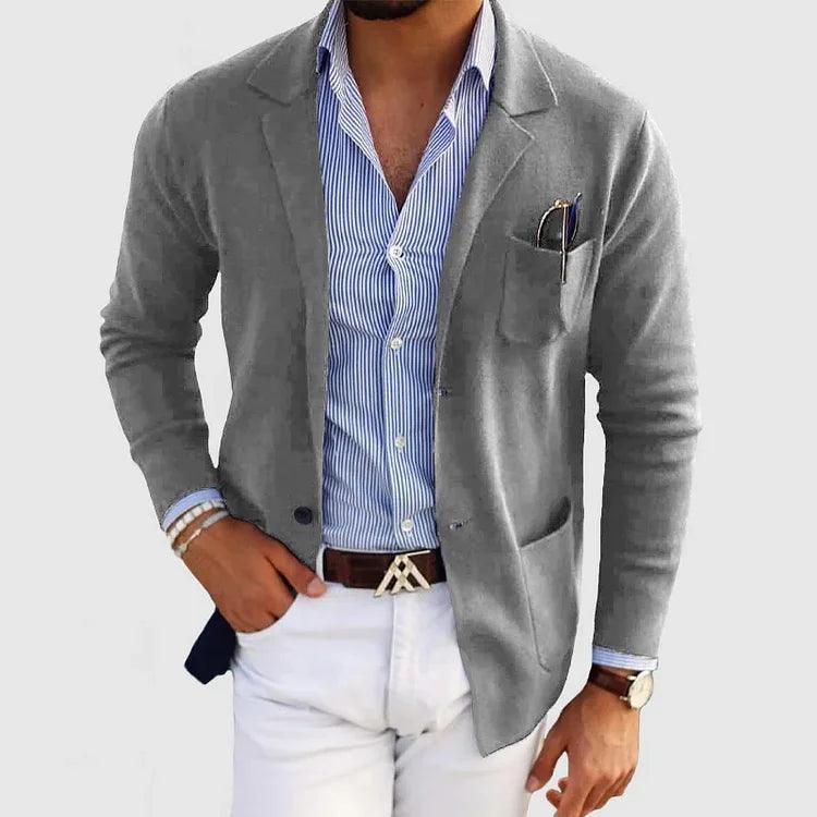 Elegante Herren Strickjacke mit Taschen und reverskragen, einfarbig, langärmelig - Image 3
