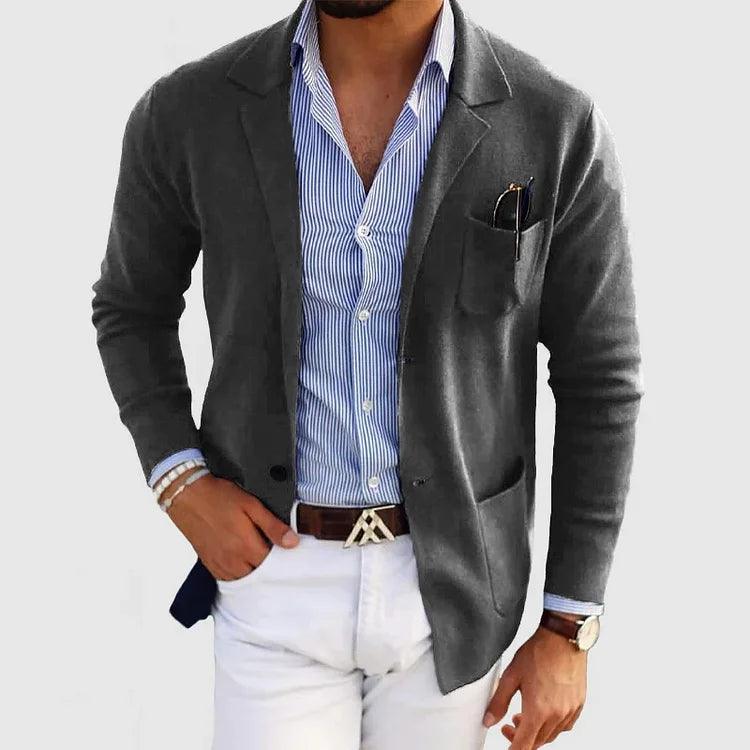 Elegante Herren Strickjacke mit Taschen und reverskragen, einfarbig, langärmelig - Image 5