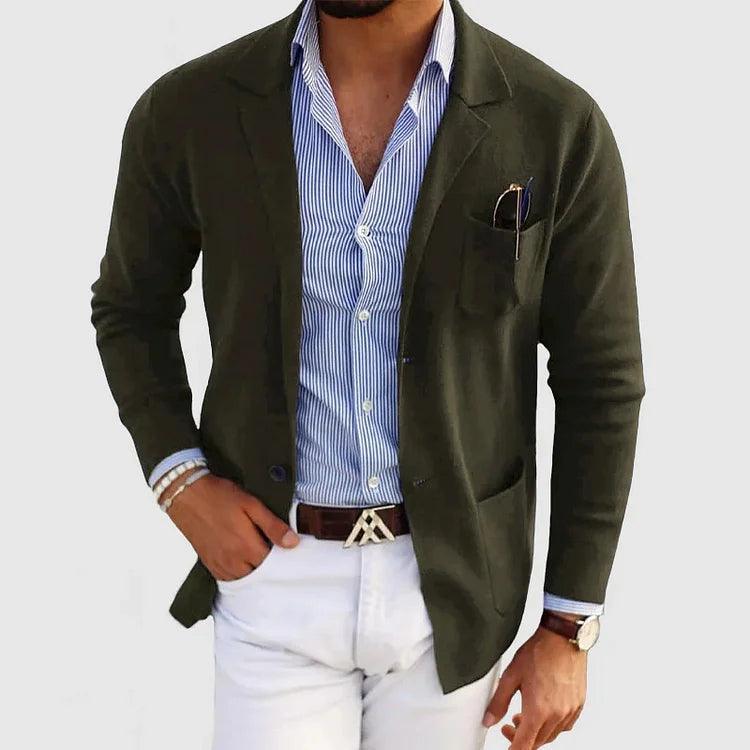 Elegante Herren Strickjacke mit Taschen und reverskragen, einfarbig, langärmelig - Image 6