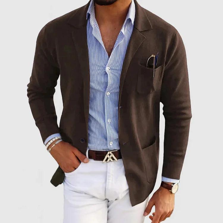 Elegante Herren Strickjacke mit Taschen und reverskragen, einfarbig, langärmelig - Image 7