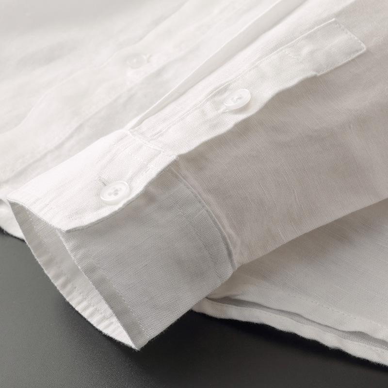 Casual Herren Langarm-Leinenshirt mit Kapuze - Image 3