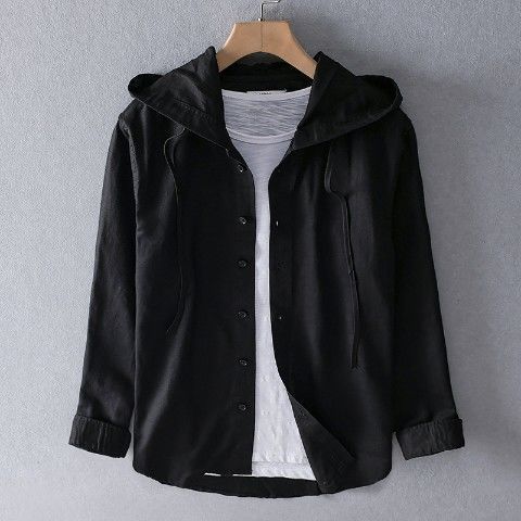 Casual Herren Langarm-Leinenshirt mit Kapuze - Image 9