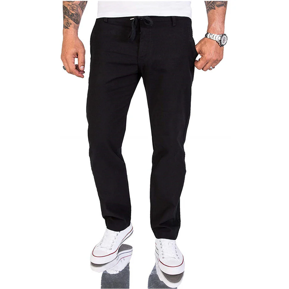 Lässige Herren Baumwoll Casual-Hose im einfarbigen Design - Image 2