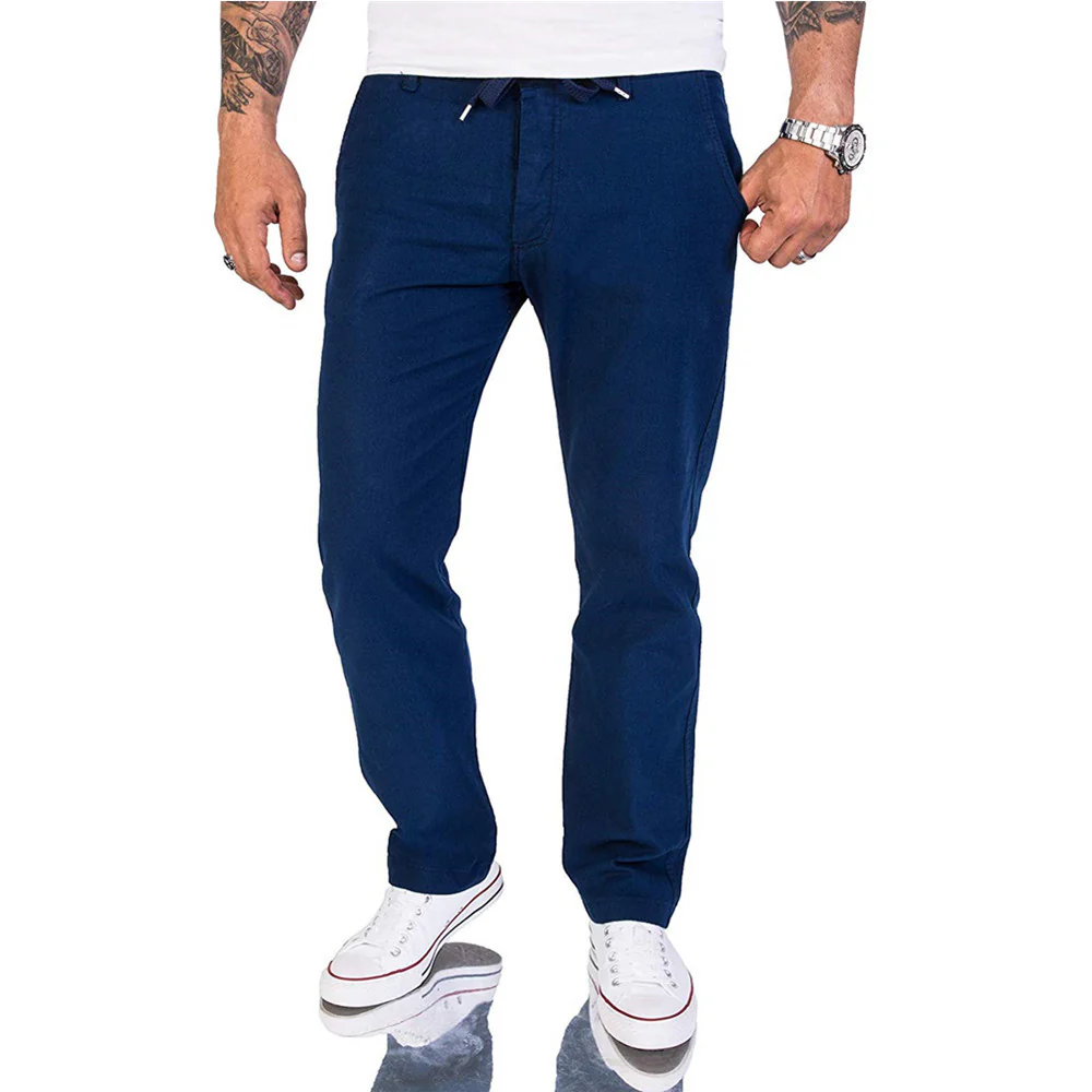 Lässige Herren Baumwoll Casual-Hose im einfarbigen Design - Image 4