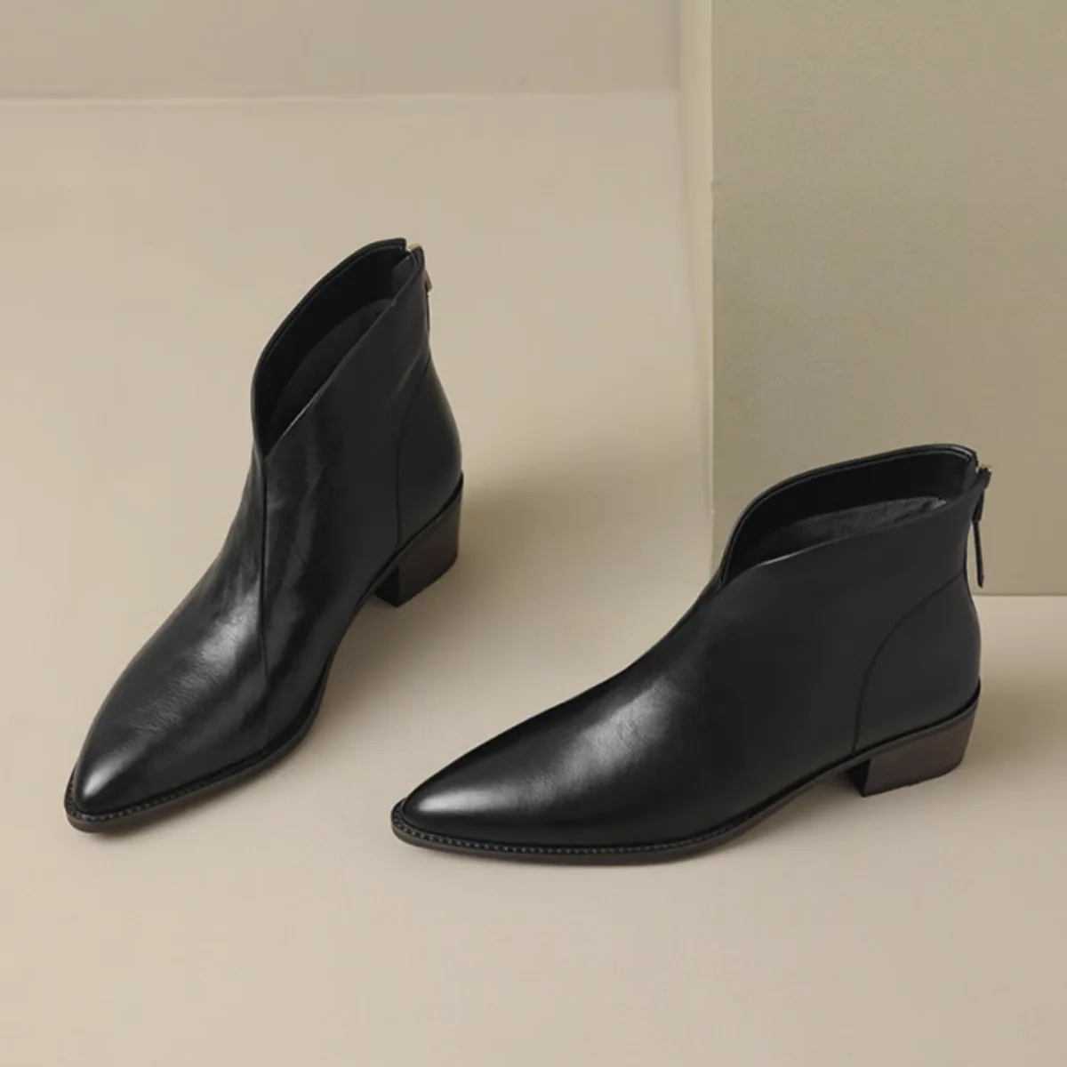 Damen Stiefelette elegant aus Leder mit Blockabsatz - Image 11