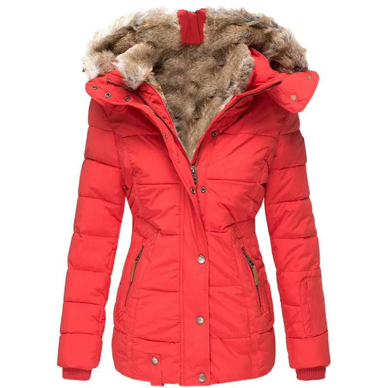 Eleganter Damen-Wintermantel mit Fellkapuze - Image 5