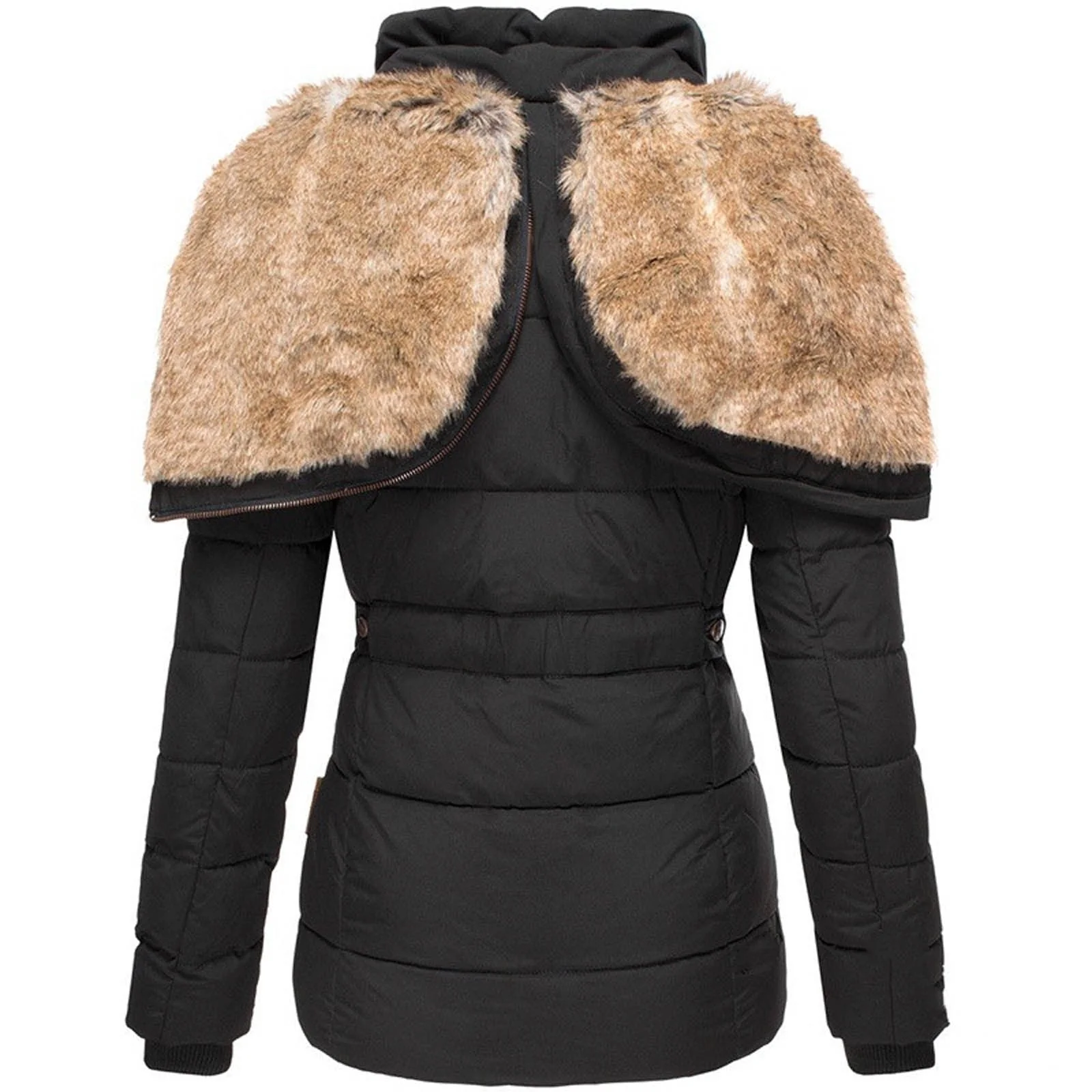 Eleganter Damen-Wintermantel mit Fellkapuze - Image 8