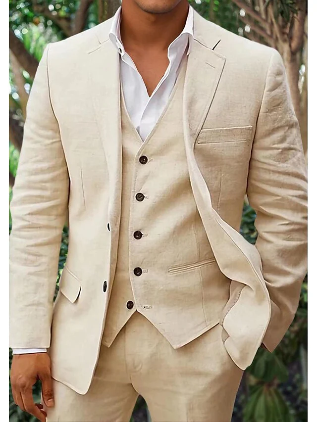 Dreiteiliges Leinen-Set für Herren: Blazer, Weste und Hose - Image 2