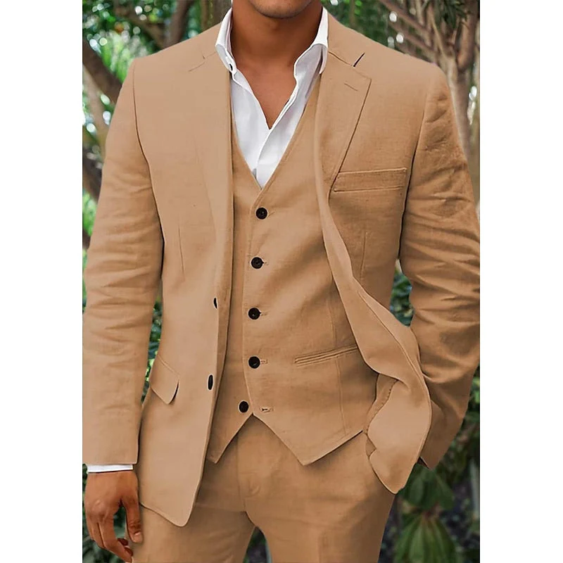 Dreiteiliges Leinen-Set für Herren: Blazer, Weste und Hose - Image 4