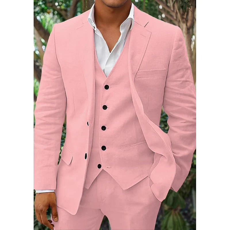 Dreiteiliges Leinen-Set für Herren: Blazer, Weste und Hose - Image 5