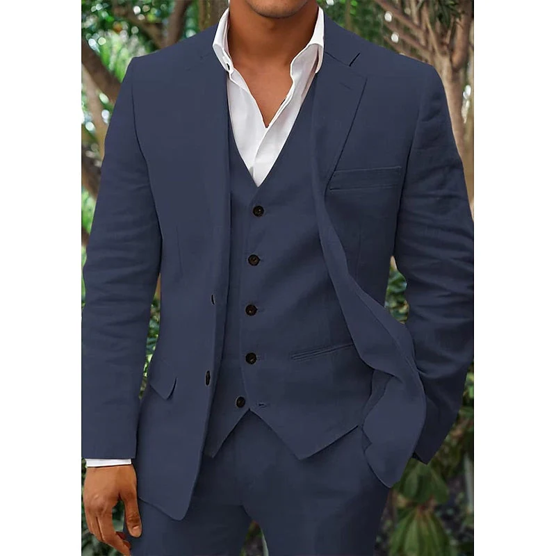Dreiteiliges Leinen-Set für Herren: Blazer, Weste und Hose - Image 6