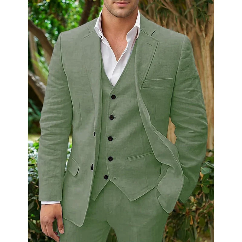 Dreiteiliges Leinen-Set für Herren: Blazer, Weste und Hose - Image 7