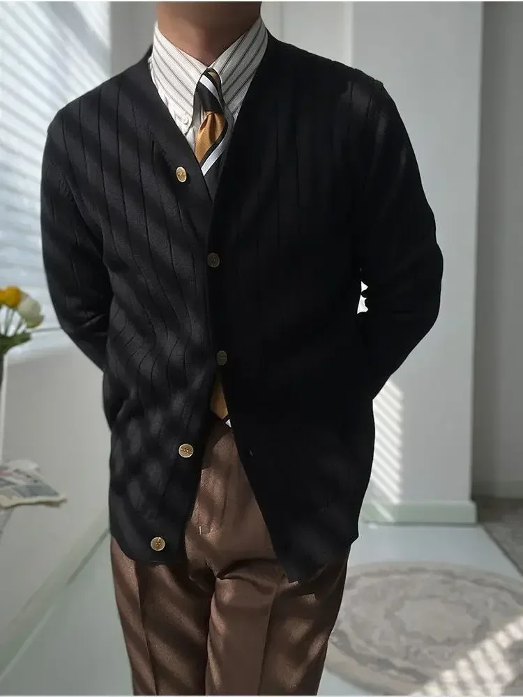 Eleganter V-Ausschnitt Herren Strickjacke für Männer - Image 5