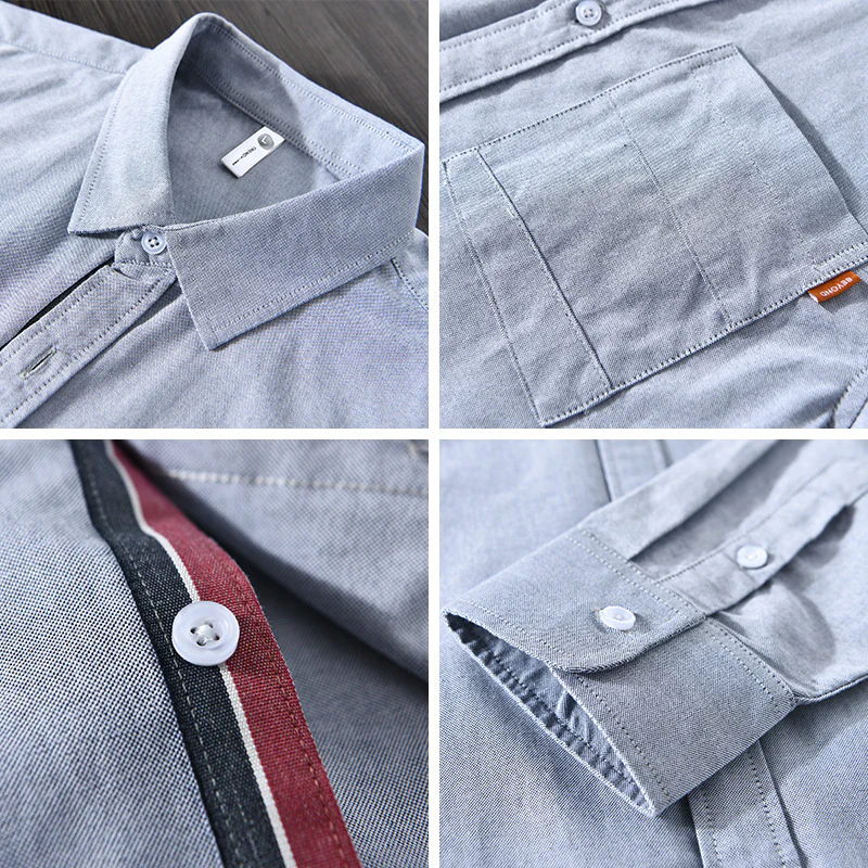 Elegantes Herren Oxford Langarmhemd Baumwolle - Image 4