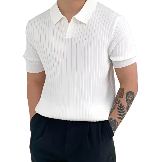 Geripptes Herren Polohemd aus Baumwolle im Florence Stil - Image 3