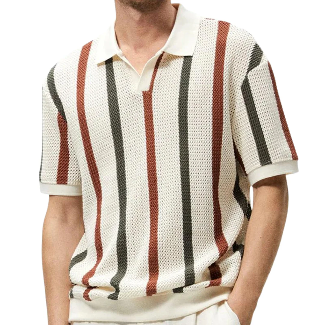 Gestreiftes Strick-Poloshirt für Herren – Komfortabel und Modern - Image 2