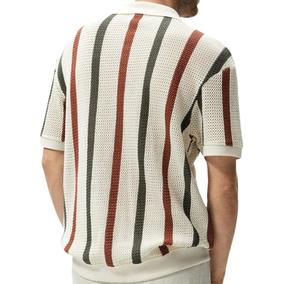 Gestreiftes Strick-Poloshirt für Herren – Komfortabel und Modern - Image 3