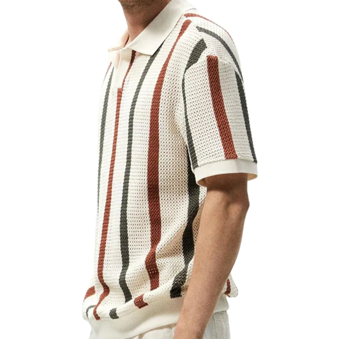 Gestreiftes Strick-Poloshirt für Herren – Komfortabel und Modern - Image 4