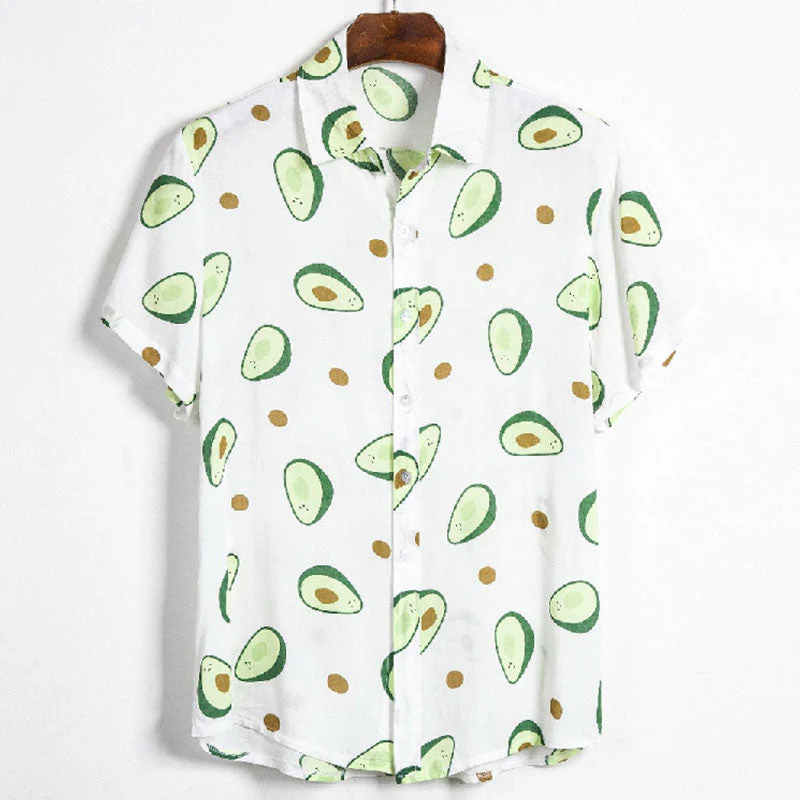 Stylisches Herren Urlaubs-Hemd aus Baumwolle mit Avocado Print