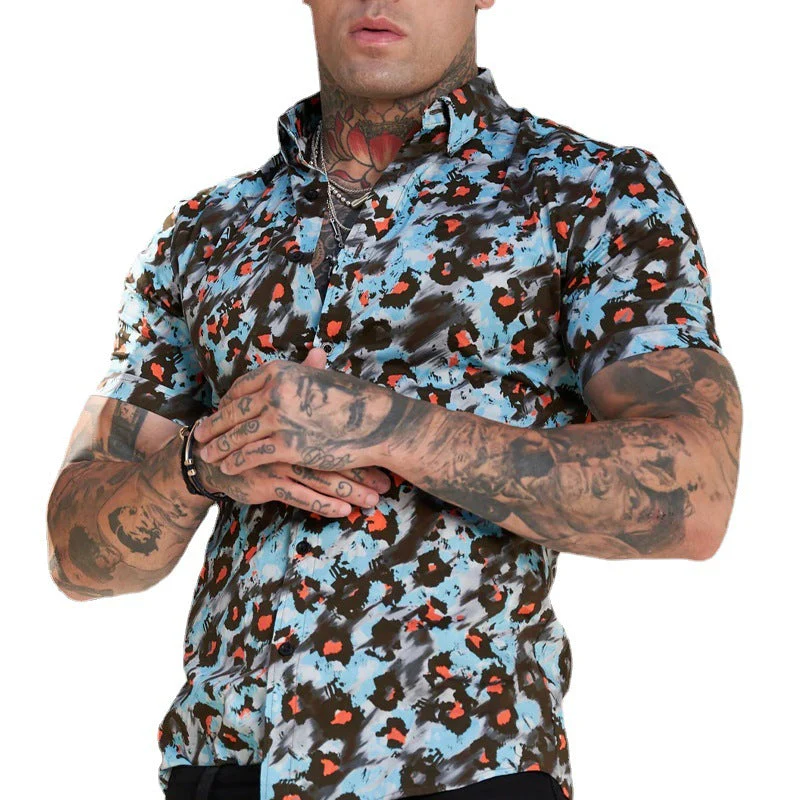 Lässiges Herren Kurzarm Hemd mit exotischem Design - Image 3