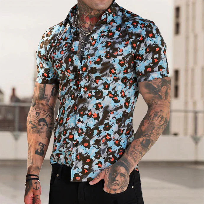 Lässiges Herren Kurzarm Hemd mit exotischem Design - Image 4