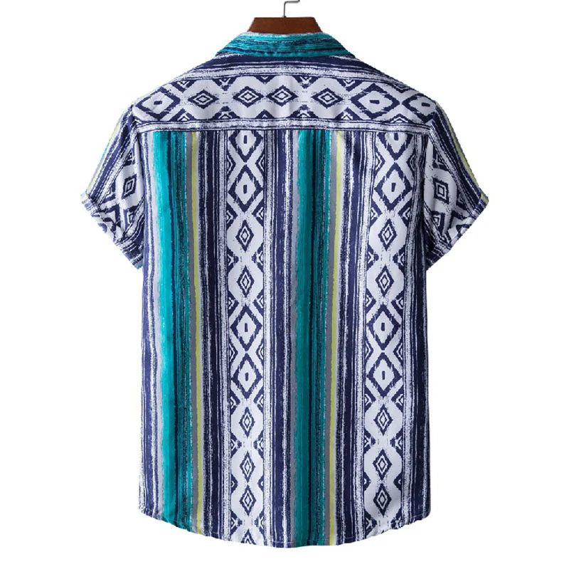 Gestreiftes Herren Kurzarm Hemd im Vintage Look aus Baumwolle - Image 2