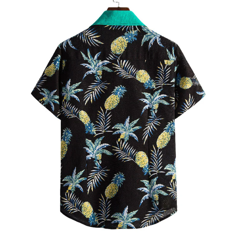 Stylisches Herren Kurzarm Hemd mit Ananas Druck aus Baumwolle - Image 2