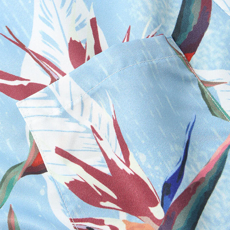 Bedrucktes Herren Kurzarmhemd mit Blumen Design - Image 4