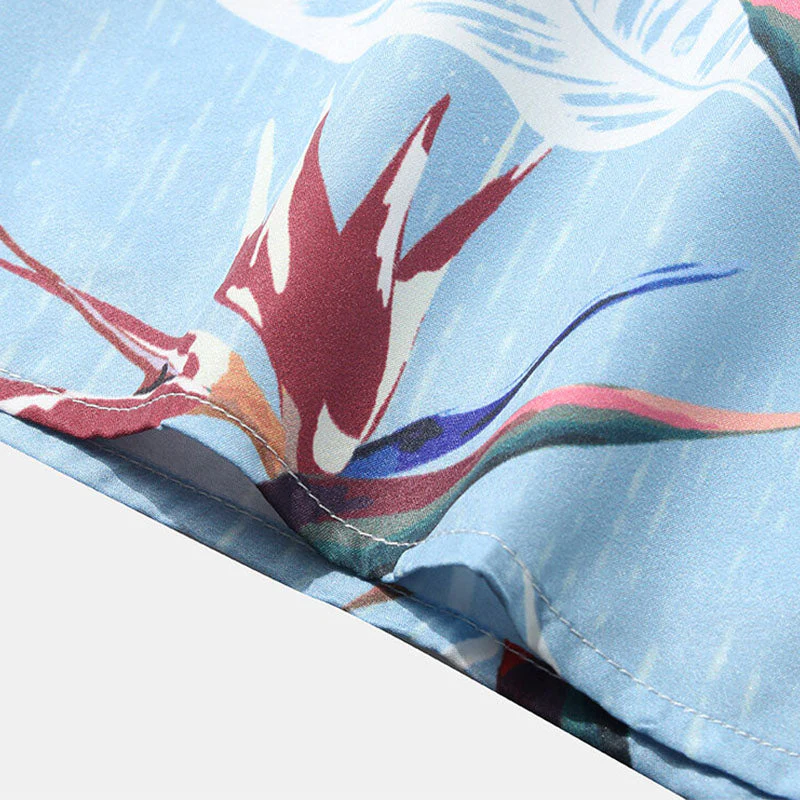 Bedrucktes Herren Kurzarmhemd mit Blumen Design - Image 7