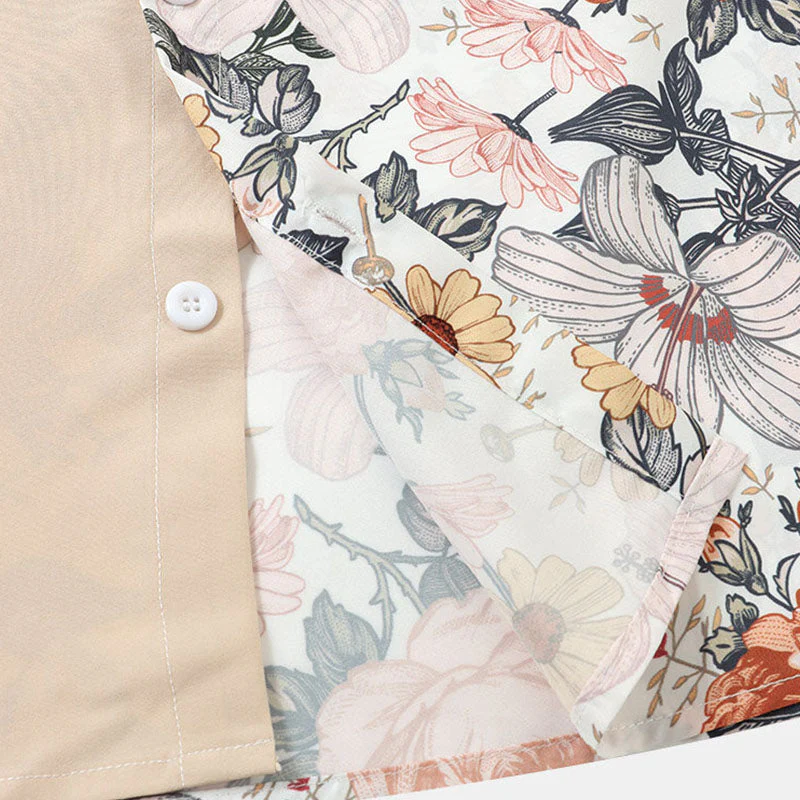 Halb Bedrucktes Herren Kurzarm Hemd mit Floral Design - Image 4