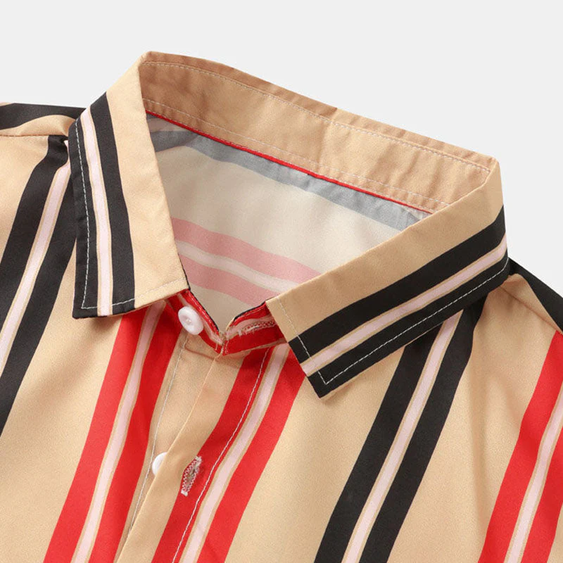 Gesteiftes Herren Kurzarm Hemd im Vintage Druck - Image 6
