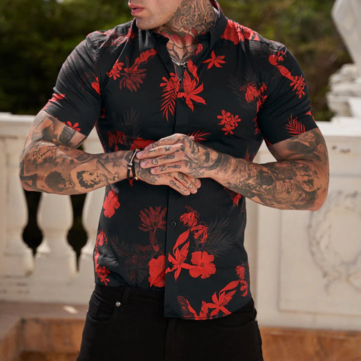 Stylisch bedrucktes Herren Kurzarm Hemd