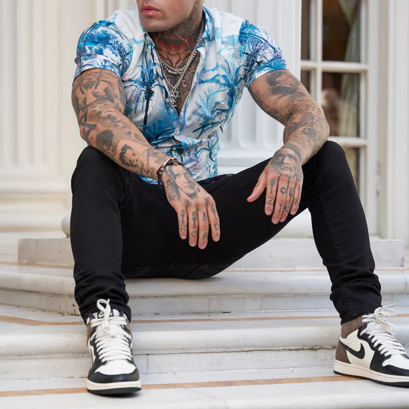 Bedrucktes Herren Kurzarm Hemd im coolen Reverse Look - Image 7