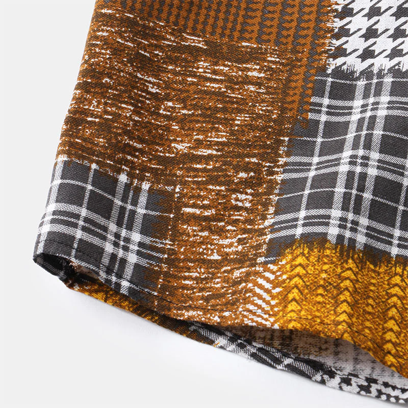 Abstrakt bedrucktes Herren Kurzarm Hemd im Retro Look - Image 5