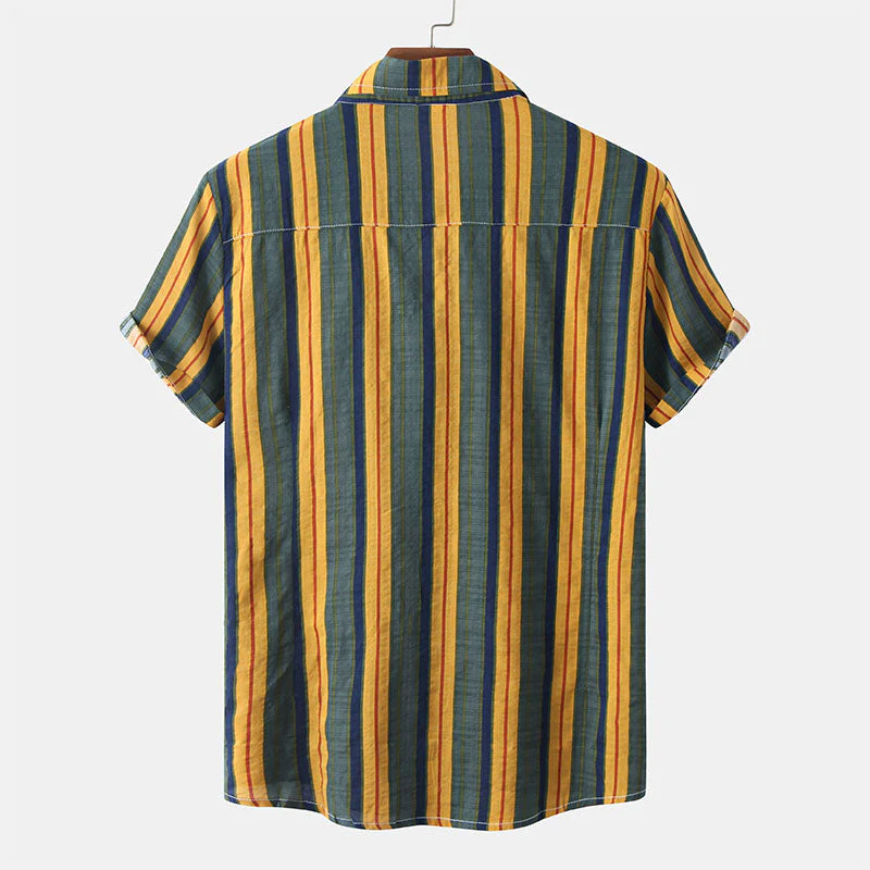Gestreiftes Herren Kurzarm Hemd im Retro Look - Image 2