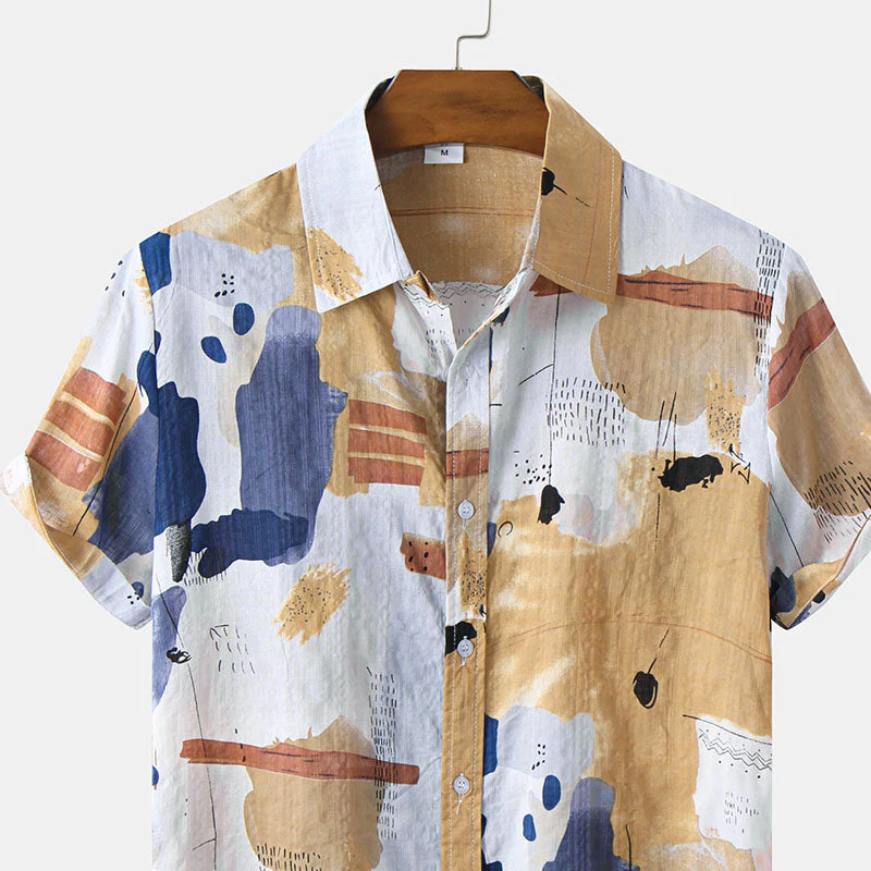 Auffällig bedrucktes Herren Kurzarm Hemd im coolen Boho Design - Image 3