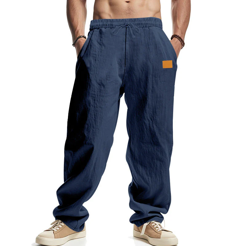 Baumwoll-Leinen Herren Freizeithose mit Gummibund - Image 2
