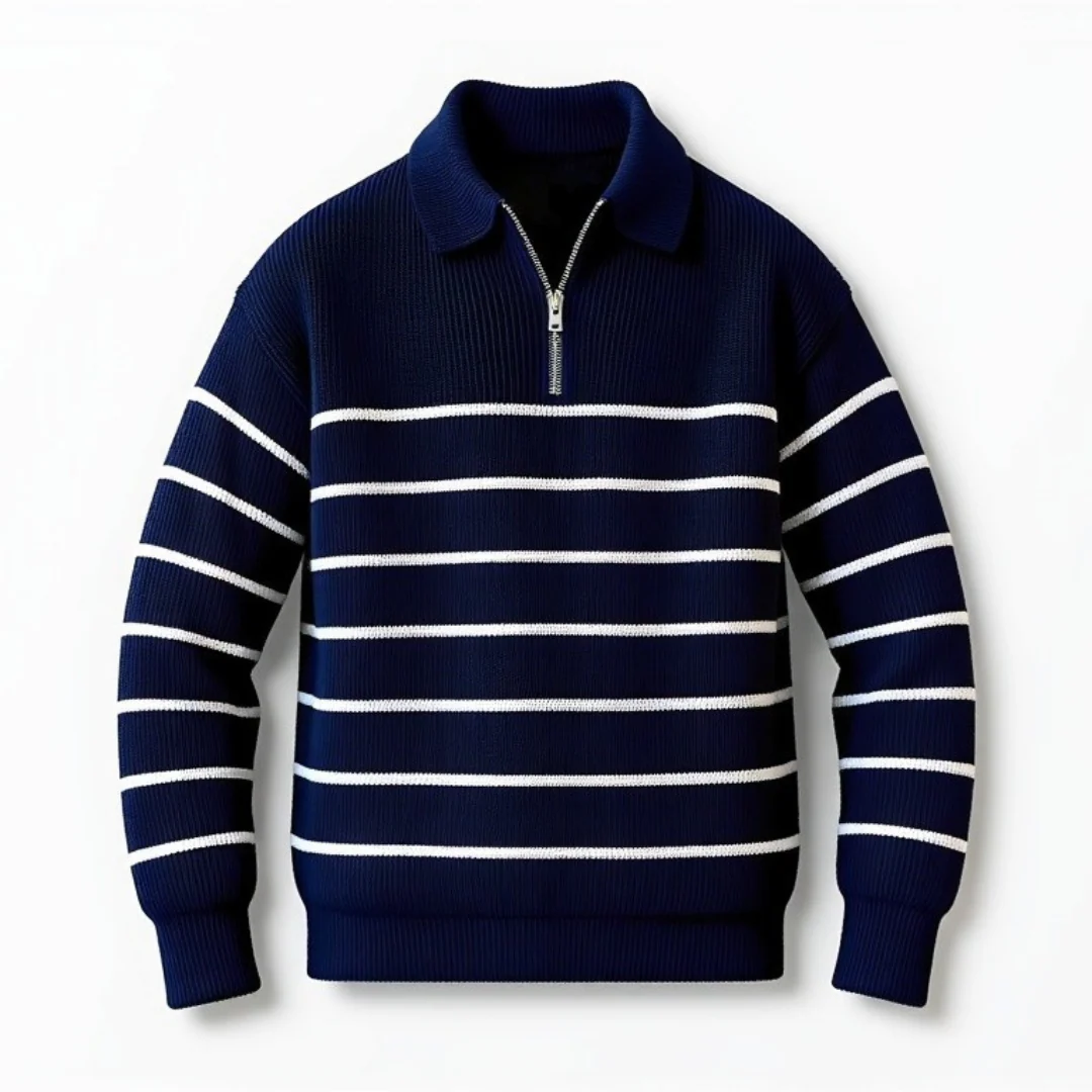 Gestreifter Herren Strickpullover aus Baumwolle