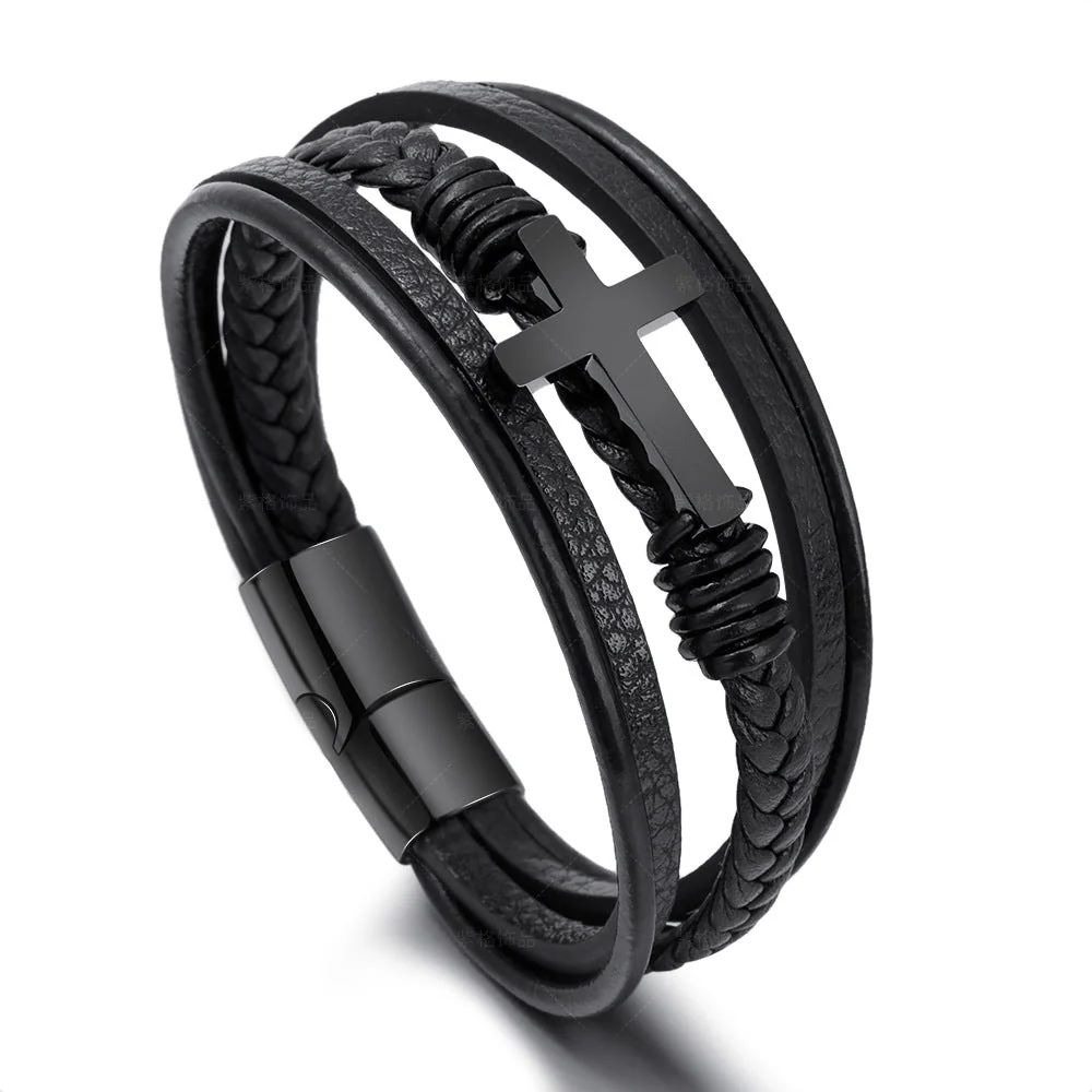 Stilvolles Herren Kreuz-Armband aus Edelstahl