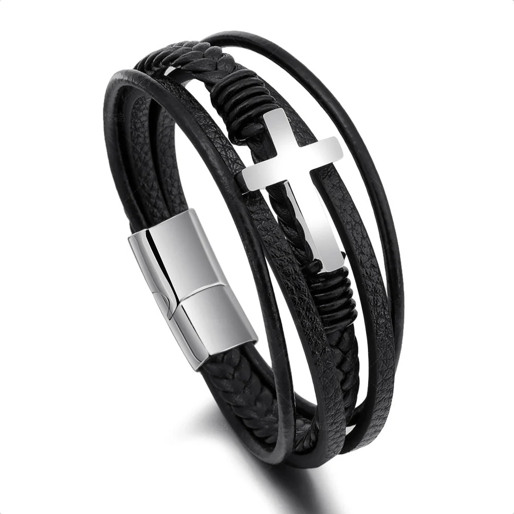 Stilvolles Herren Kreuz-Armband aus Edelstahl - Image 2