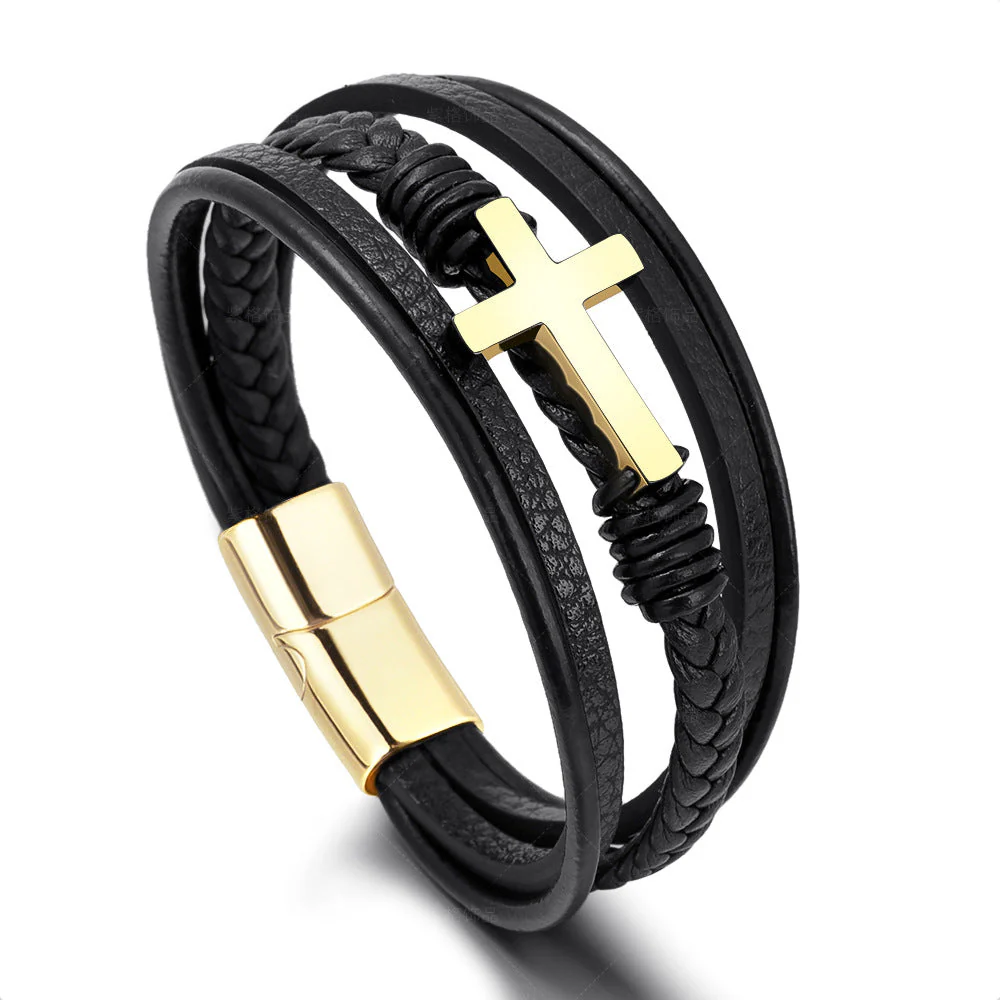 Stilvolles Herren Kreuz-Armband aus Edelstahl - Image 3