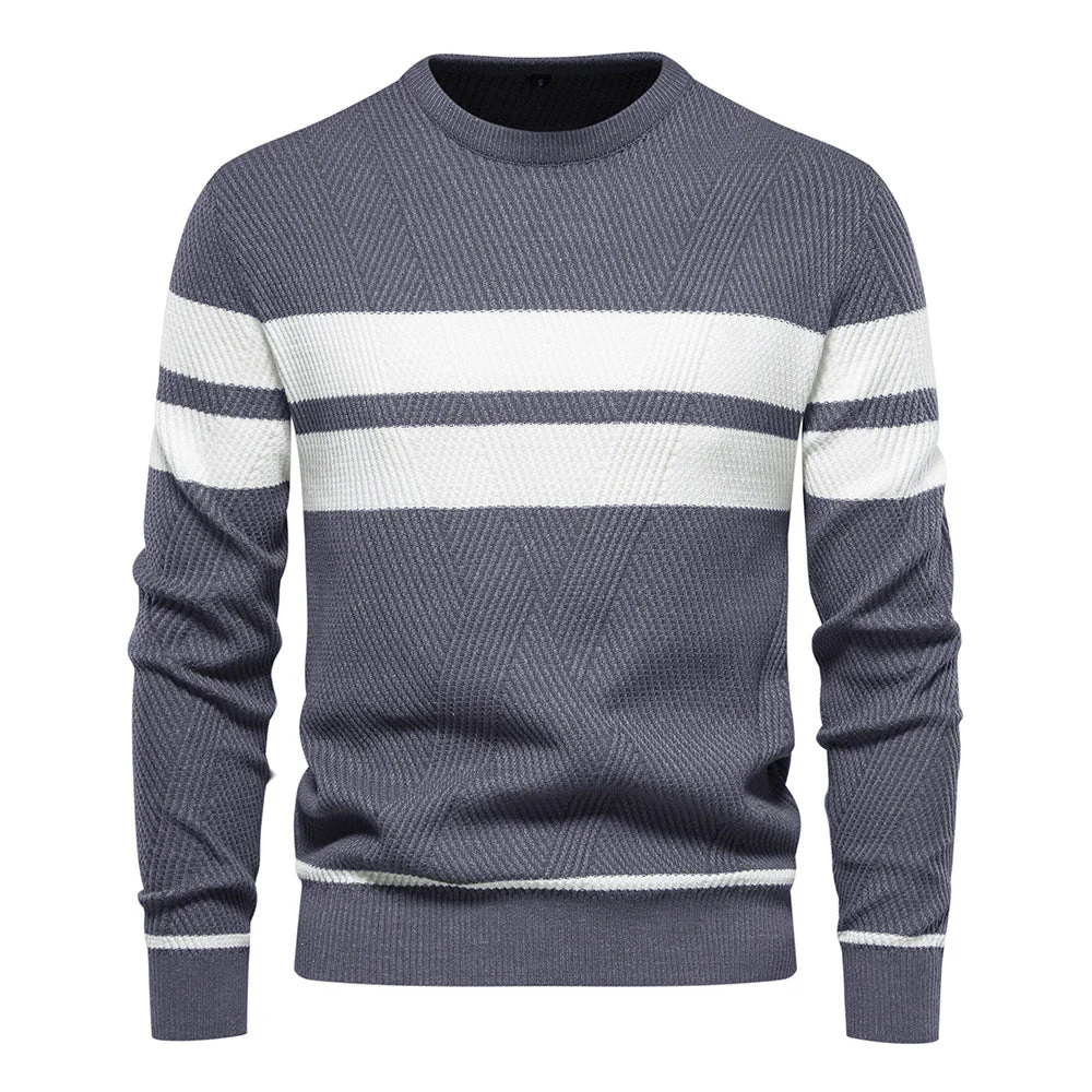 Herren Streifenpullover mit Rundhals - Klassisch Modern - Image 8
