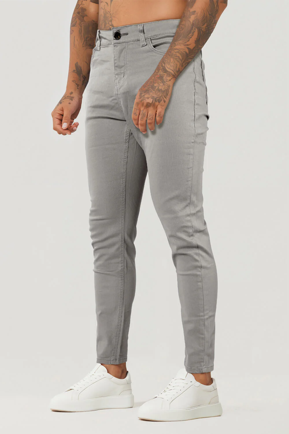 Schmale Hellgraue Herren Jeans