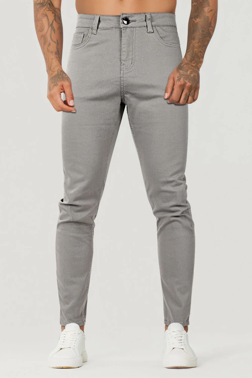 Schmale Hellgraue Herren Jeans - Image 3