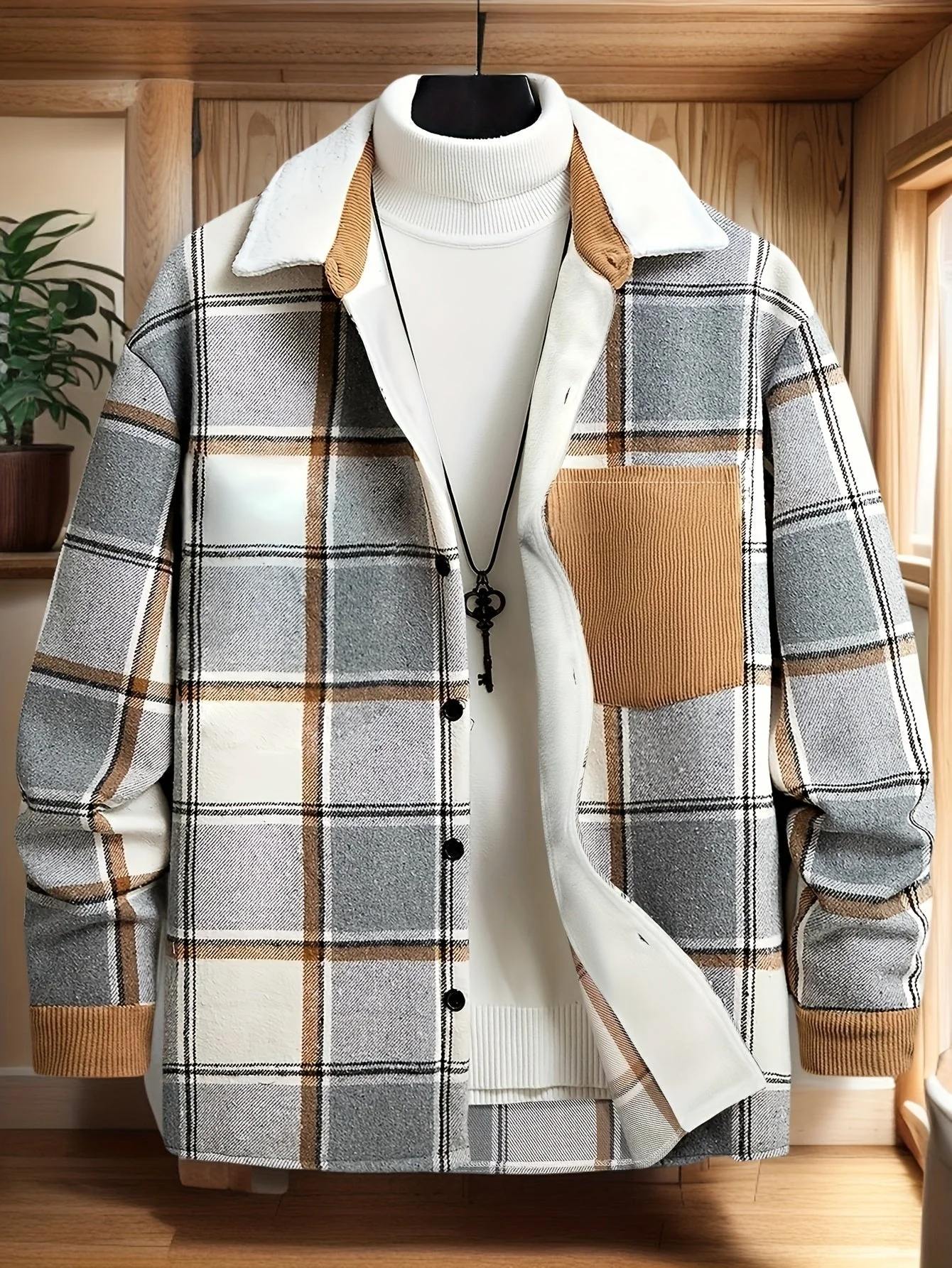 Karierte Lässige Herren Übergangsjacke - Image 7