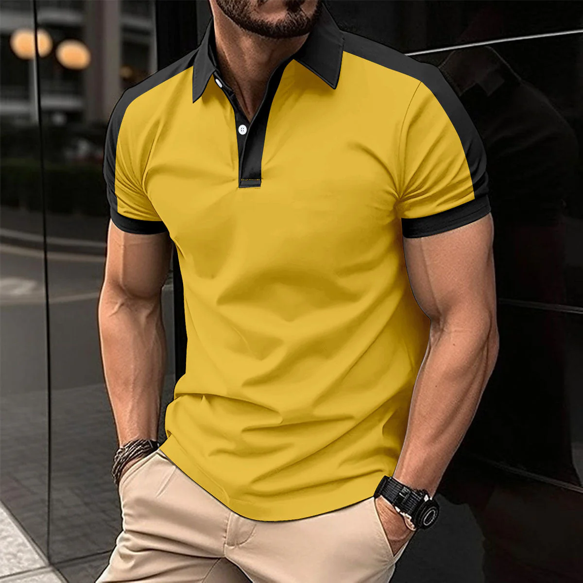 Herren Kurzarm Geschäftshemd Sommerliches Casual Poloshirt - Image 4