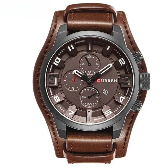 Elegante Herren Chronograph Armbanduhr Leder - Image 4