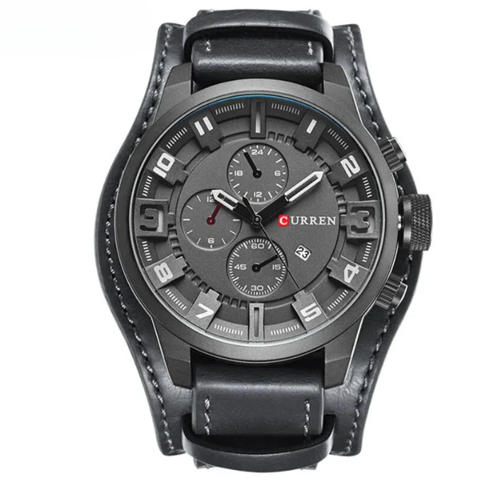 Elegante Herren Chronograph Armbanduhr Leder - Image 5